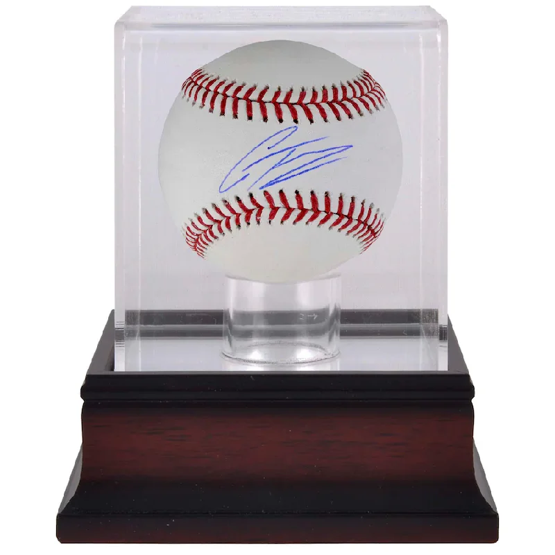 Baseball Speed Training-Gleyber Torres Signed New York Yankees Baseball & Mahogany Baseball Display Case (Fanatics)