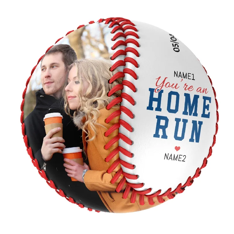 Baseball Training Aids-You Are An Home Run Personalized Anniversary Name Date Photo White Baseballs