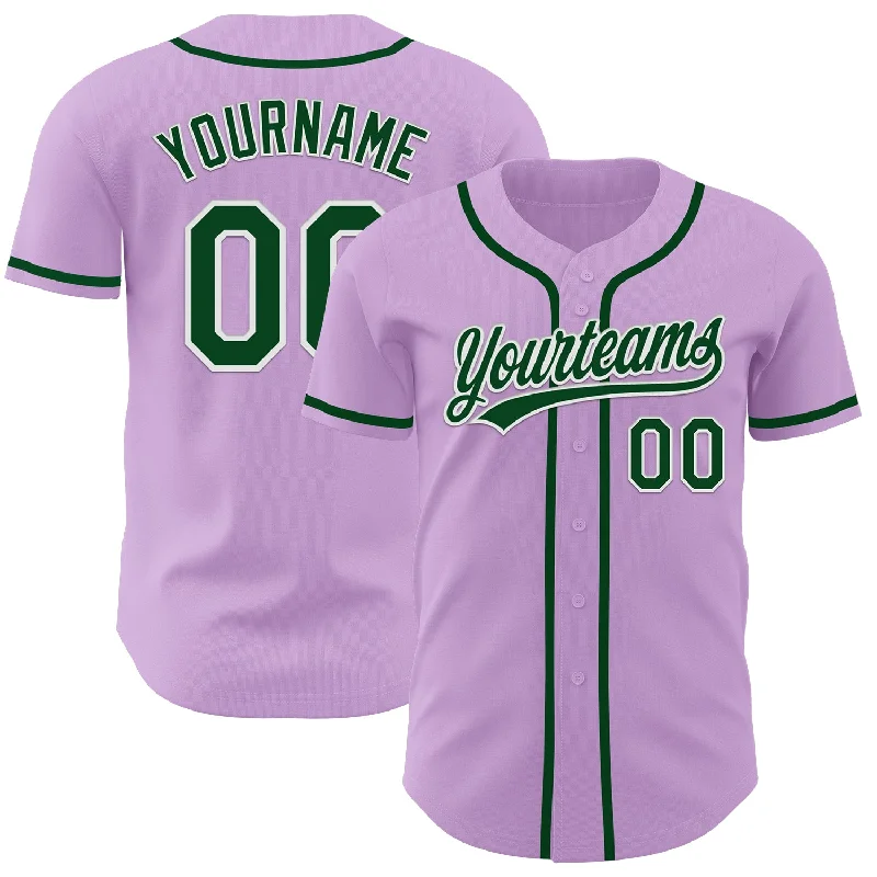 Baseball Jersey With Quarter-Zip-Custom Light Purple Green-White Authentic Baseball Jersey