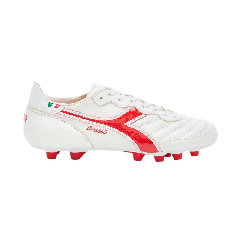 Football Shoes For Passing Accuracy-Men's Brasil Italy OG Lt+ FG Soccer Shoe - White/Milano Red