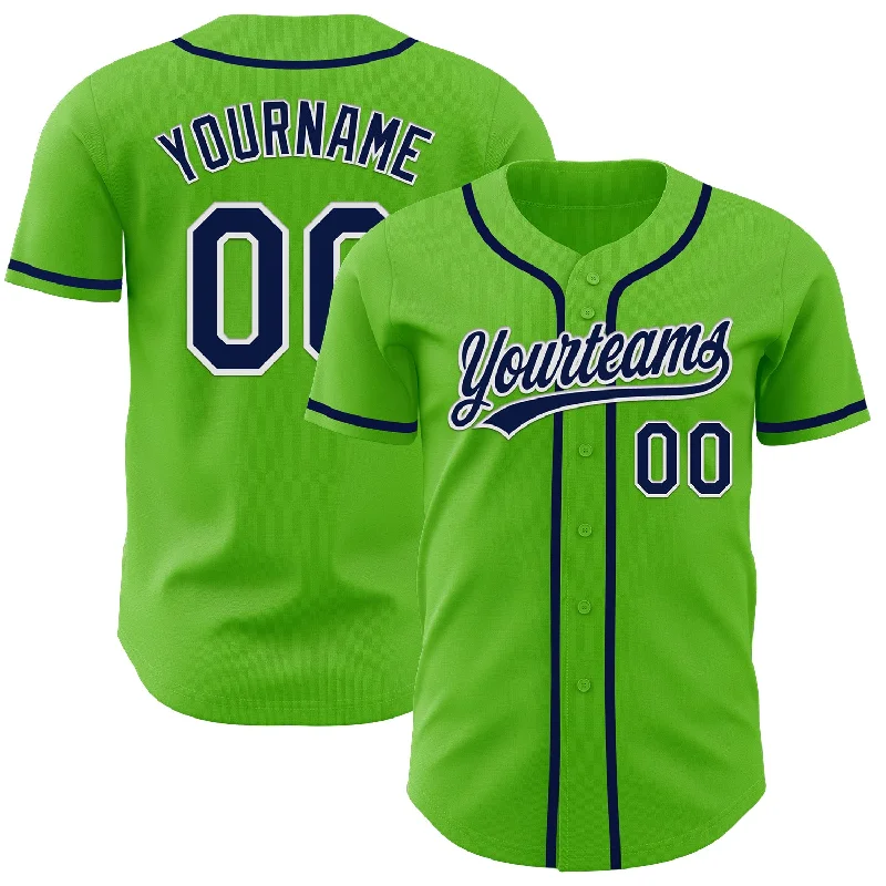 Baseball Jersey With Side Vents-Custom Aurora Green Navy-White Authentic Baseball Jersey