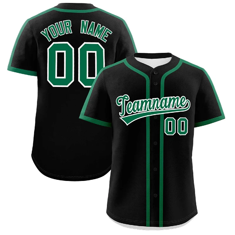 Baseball Jersey With Minimal Branding-Custom Black Kelly Green Personalized Classic Authentic Baseball Jersey