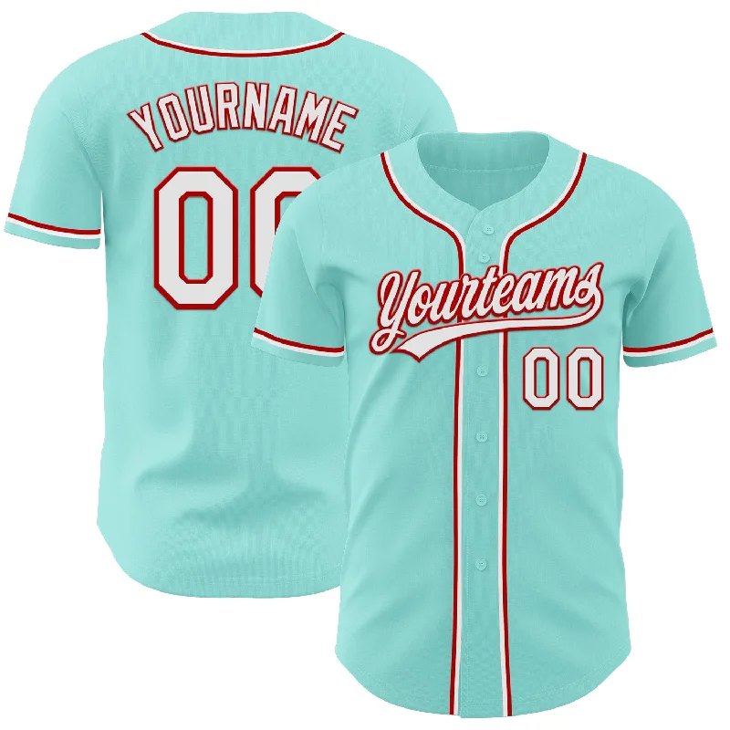 Baseball Jersey With Vintage Design-Custom Ice Blue White-Red Authentic Baseball Jersey