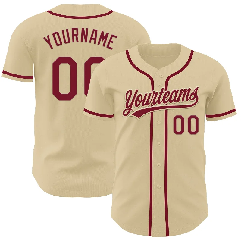 Baseball Jersey With Worn-In Effect-Custom Sand Crimson Authentic Baseball Jersey