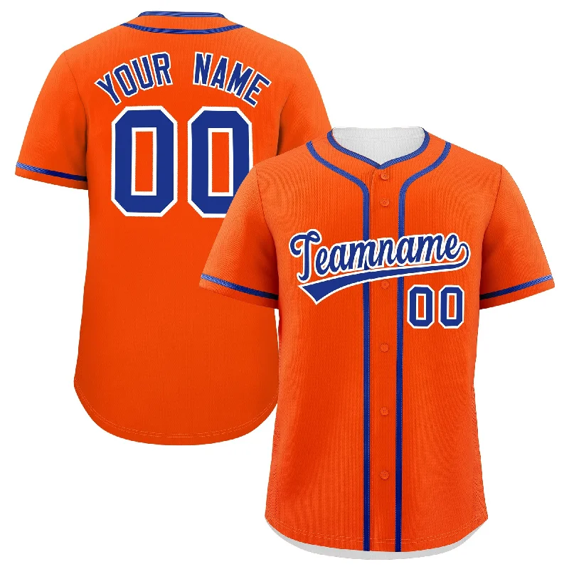 Baseball Jersey With Bold Colors-Custom Orange Royal Personalized Classic Authentic Baseball Jersey