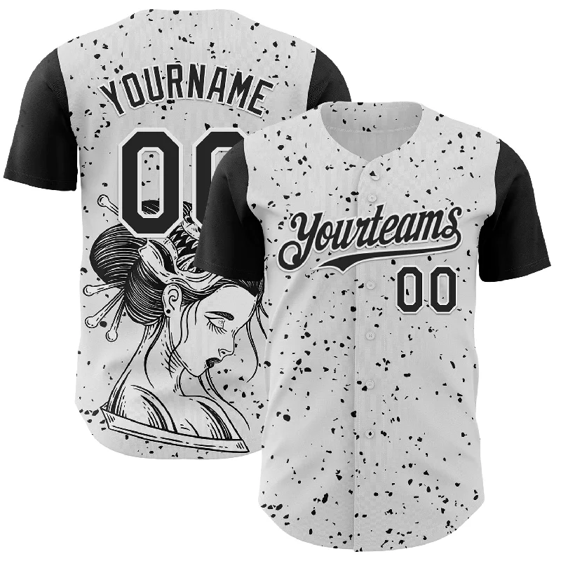 Baseball Jersey With Eco-Friendly Material-Custom White Black 3D Pattern Design Rave Dark Art Authentic Baseball Jersey