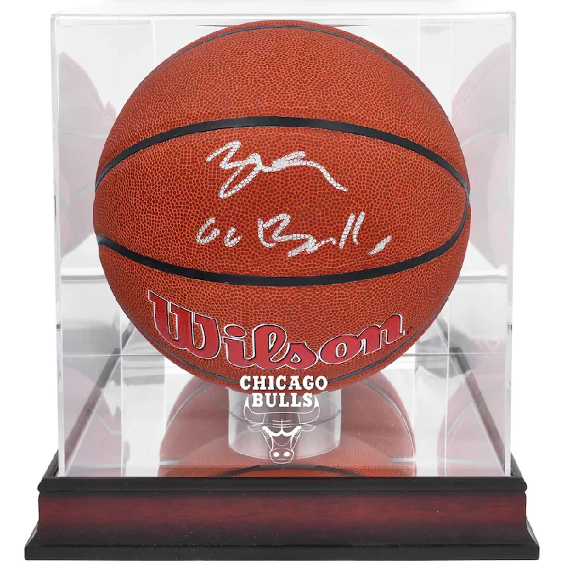 Basketball Assist-Lonzo Ball Signed Chicago Bulls  Wilson Team Logo Basketball with "Go Bulls" Inscription & Mahogany Team Logo Display Case (Fanatics)