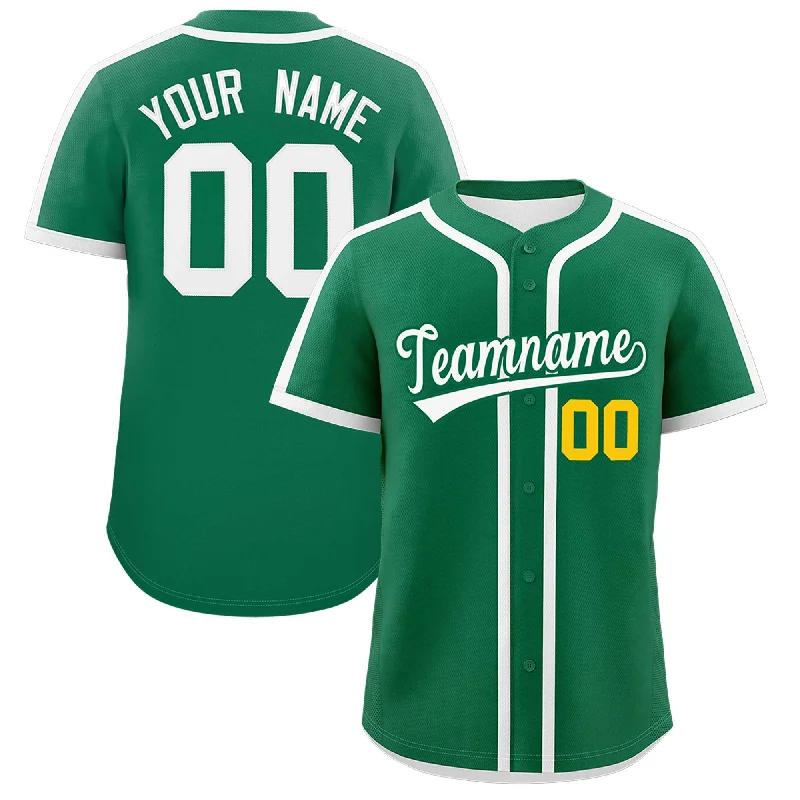 Baseball Jersey With Unique Font Styles-Custom Kelly Green White Personalized Classic Authentic Baseball Jersey