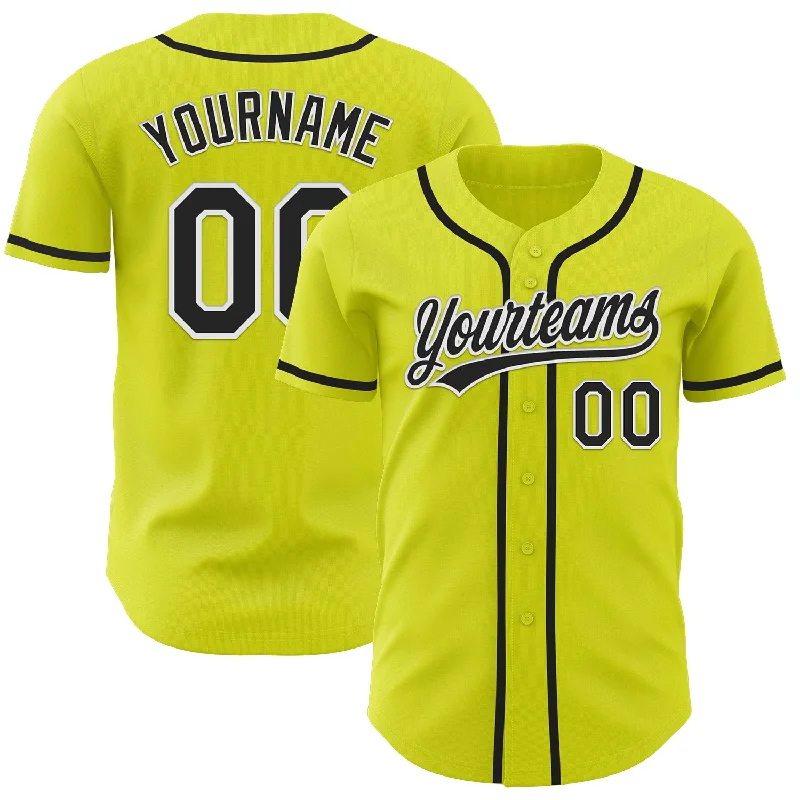 Baseball Jersey With Slim Fit-Custom Neon Yellow Black-White Authentic Baseball Jersey