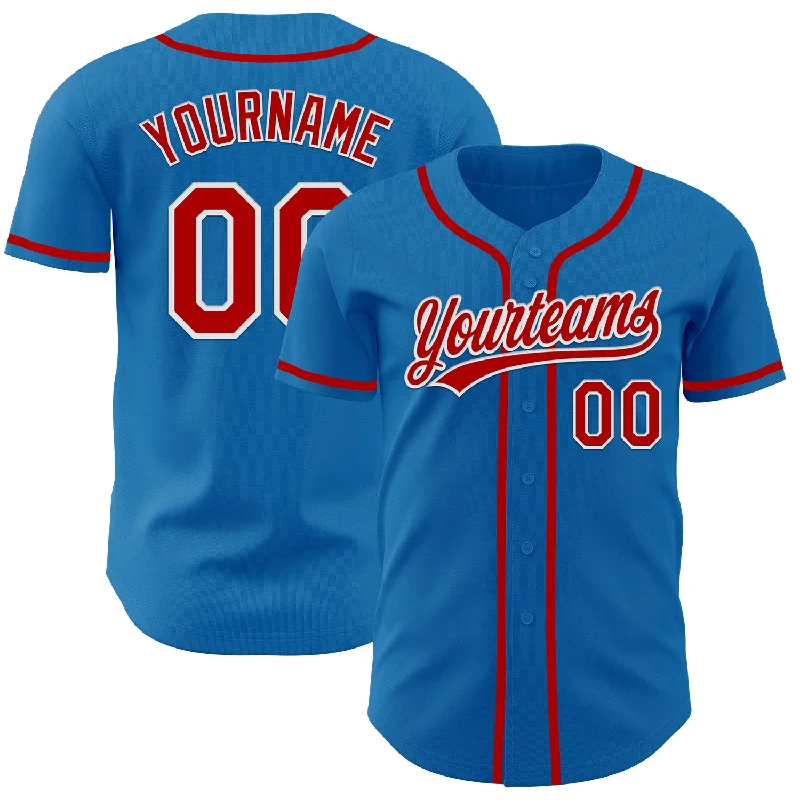 Baseball Jersey For Youth-Custom Blue Red-White Authentic Baseball Jersey