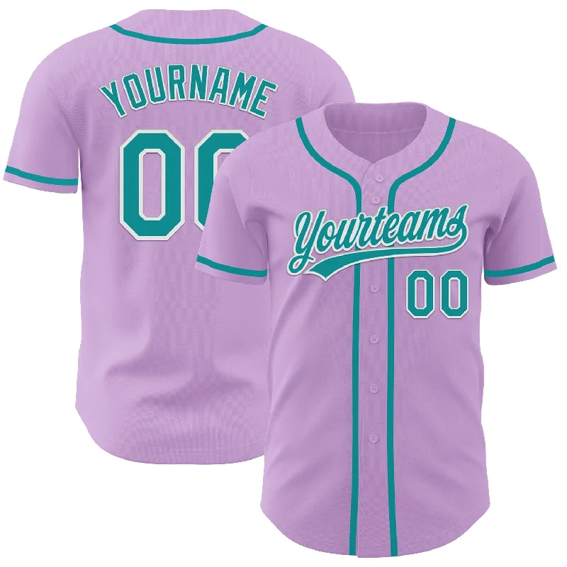 Baseball Jersey With Adjustable Fit-Custom Light Purple Teal-White Authentic Baseball Jersey