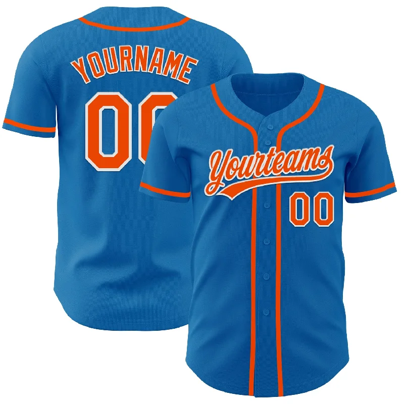 Baseball Jersey For Men-Custom Blue Orange-White Authentic Baseball Jersey