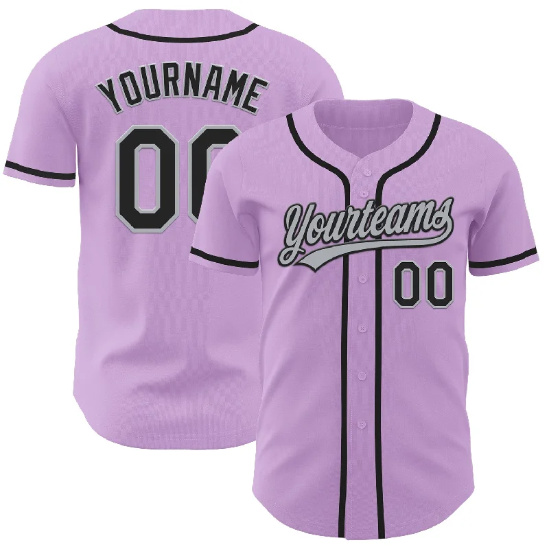 Baseball Jersey With Throwback Style-Custom Light Purple Black-Gray Authentic Baseball Jersey