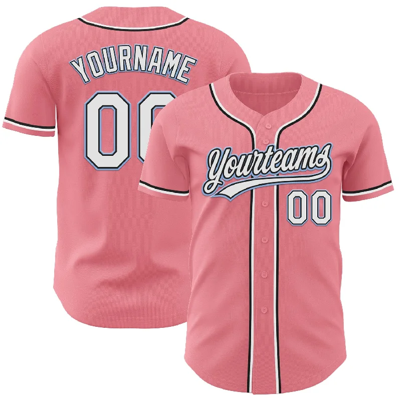 Baseball Jersey With Split Color Design-Custom Medium Pink Black-Light Blue Authentic Baseball Jersey