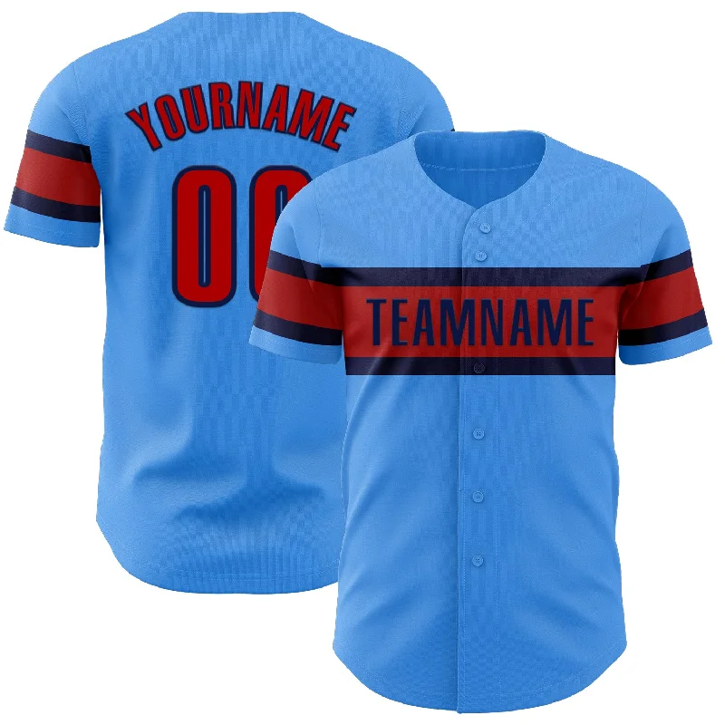 Baseball Jersey With Red And Blue-Custom Electric Blue Red-Navy Authentic Baseball Jersey