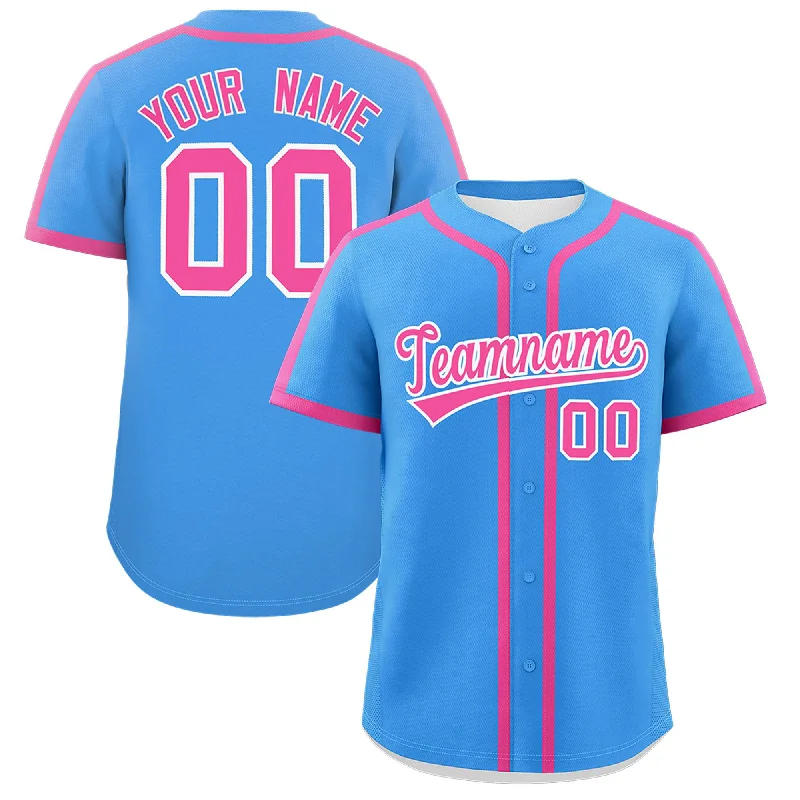 Baseball Jersey With Player Name-Custom Powder Blue Pink Personalized Classic Authentic Baseball Jersey