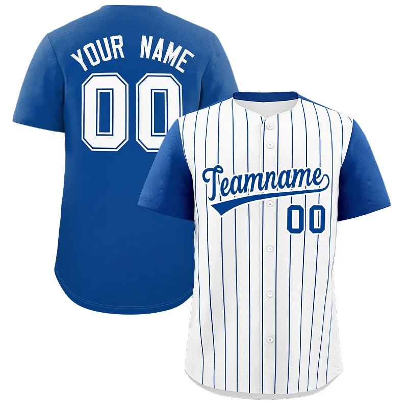 Baseball Jersey For Softball-Custom White Royal Pinstripe Personalized Two-Tone Authentic Baseball Jersey