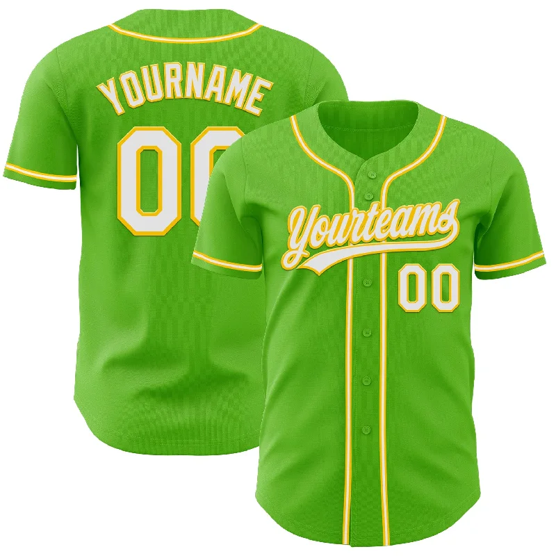 Baseball Jersey With Wrinkle-Free Fabric-Custom Aurora Green White-Yellow Authentic Baseball Jersey