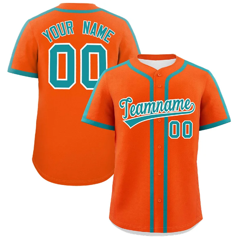 Baseball Jersey With Minimalist Logo-Custom Orange Aqua Personalized Classic Authentic Baseball Jersey