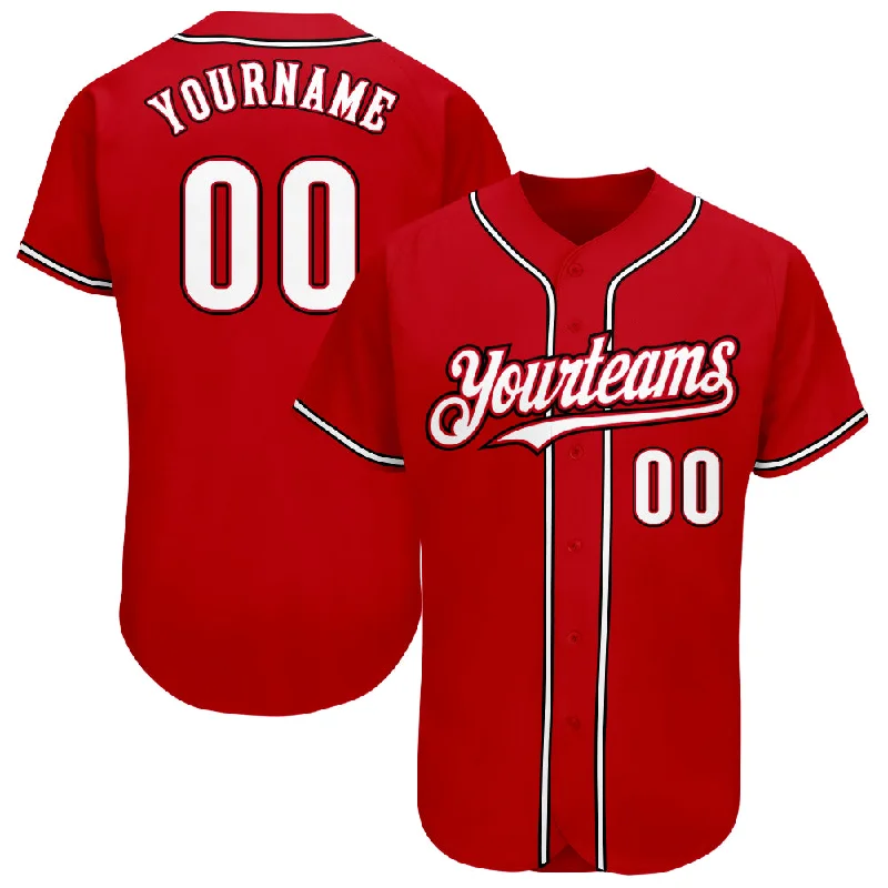 Baseball Jersey With Logo-Custom Red White-Black Authentic Baseball Jersey