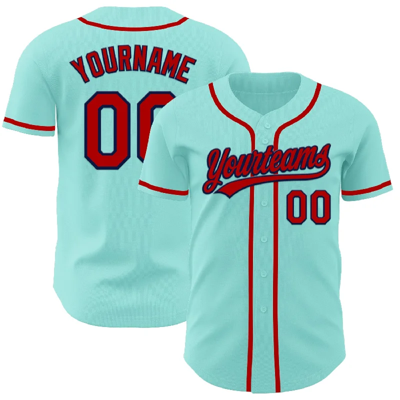 Baseball Jersey With Replica Design-Custom Ice Blue Red-Navy Authentic Baseball Jersey