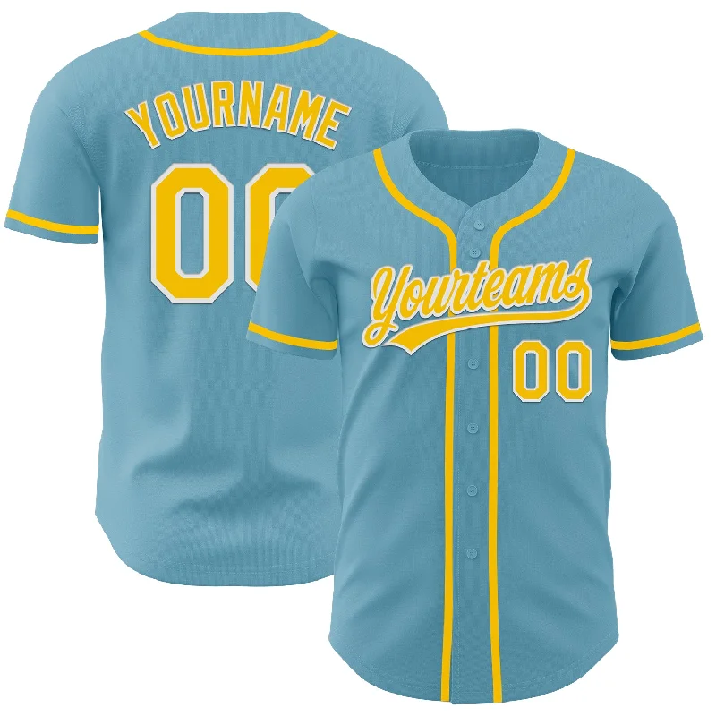 Baseball Jersey With UV Resistance-Custom Shadow Blue Yellow-White Authentic Baseball Jersey