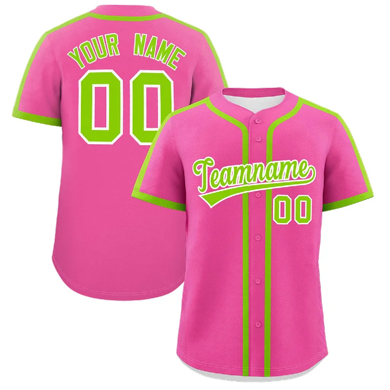 Baseball Jersey With Asymmetrical Design-Custom Pink Neon Green Personalized Classic Authentic Baseball Jersey