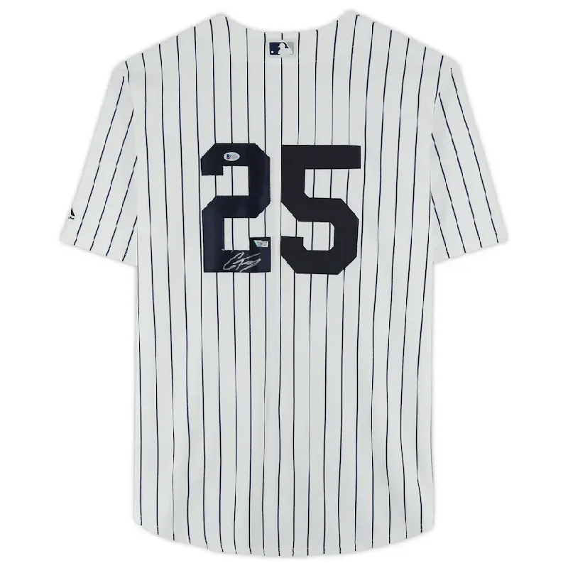 Baseball Jersey With Secure Zipper Pocket-Gleyber Torres Signed White New York Yankees Majestic Replica Jersey (Fanatics)