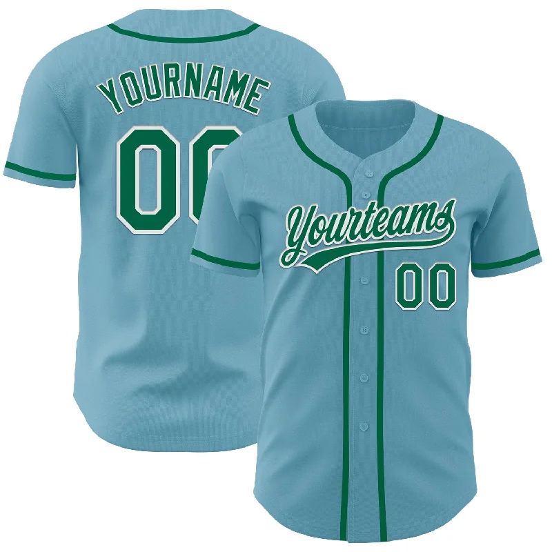 Baseball Jersey With Minimalist Look-Custom Shadow Blue Kelly Green-White Authentic Baseball Jersey