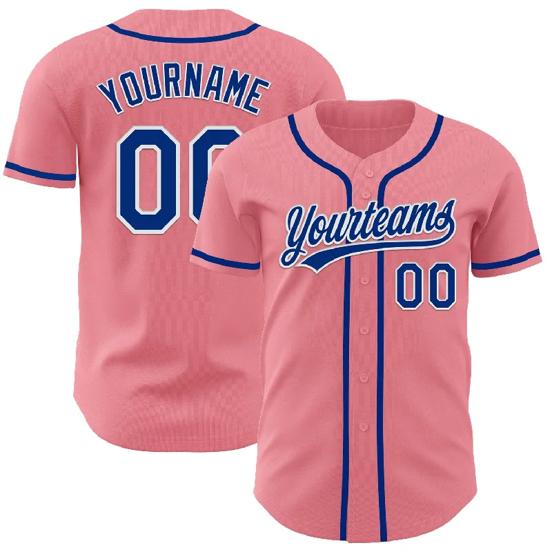 Baseball Jersey With High Durability-Custom Medium Pink Royal-White Authentic Baseball Jersey