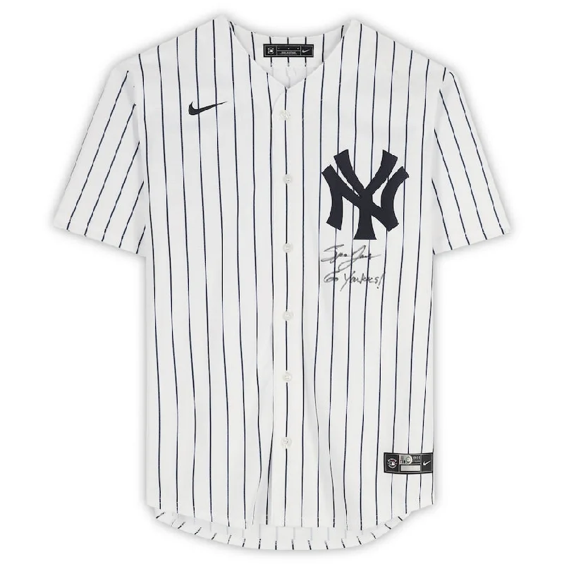 Baseball Jersey With Breathable Material-Spencer Jones Signed New York Yankees Nike Replica Jersey with "Go Yankees" Inscription - Signed on Front (Fanatics)