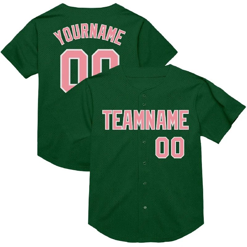 Baseball Jersey With Red And Blue-Custom Green Medium Pink-White Mesh Authentic Throwback Baseball Jersey