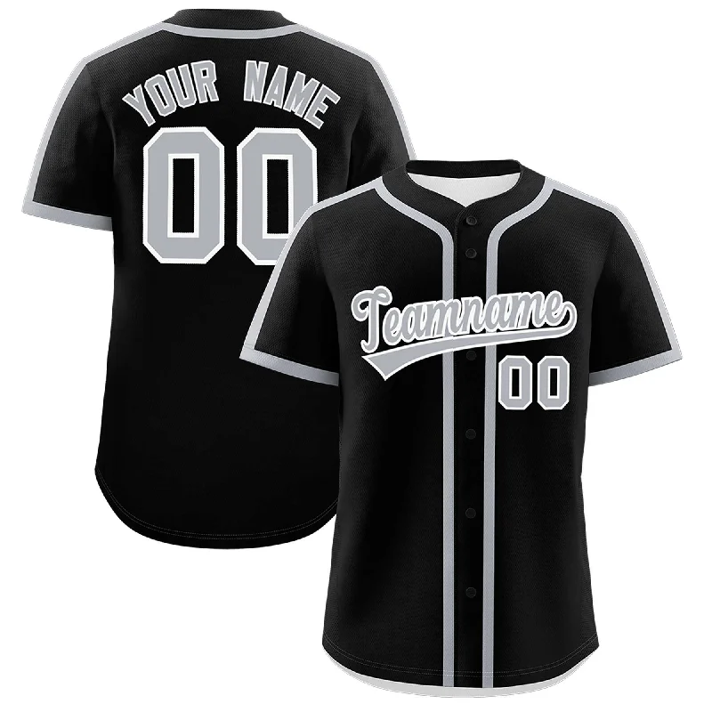 Baseball Jersey With Tapered Fit-Custom Black Gray Personalized Classic Authentic Baseball Jersey