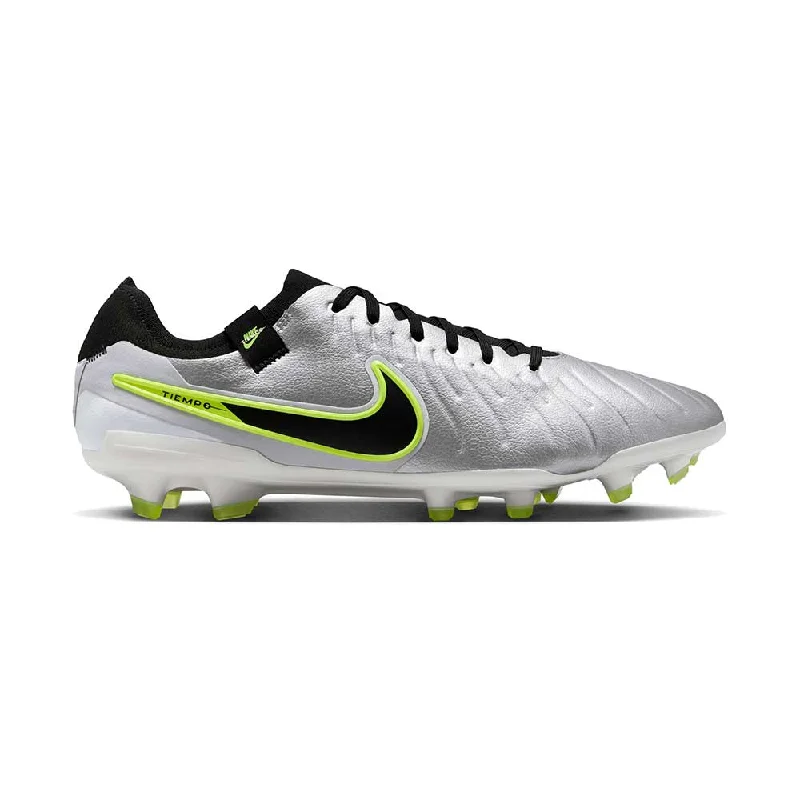 Football Shoes For Women-Nike Tiempo Legend 10 Pro FG Soccer Cleat - Metallic Silver/Black/Volt - Regular (D)