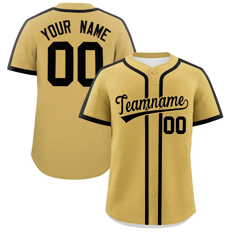 Baseball Jersey With Stitched Letters-Custom Old Gold Black Personalized Classic Authentic Baseball Jersey