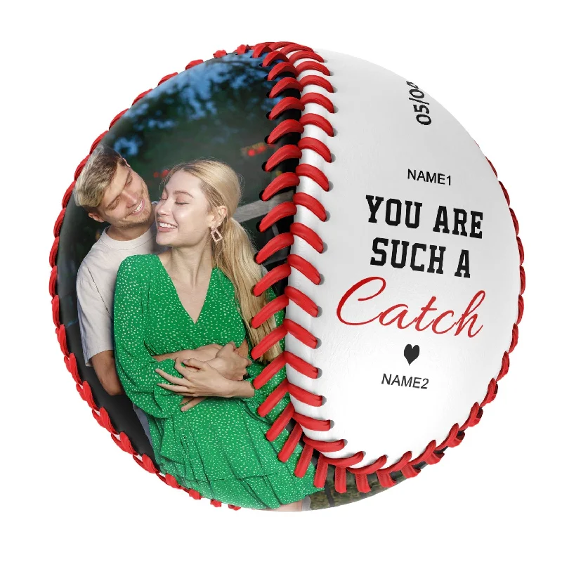 Baseball Recovery-You Are Such A Catch Personalized Anniversary Name Date Photo White Baseballs