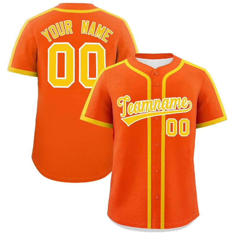 Baseball Jersey With Comic Book Theme-Custom Orange Gold Personalized Classic Authentic Baseball Jersey