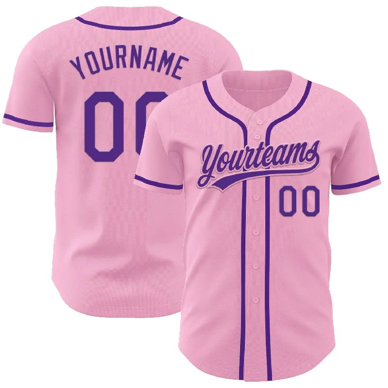 Baseball Jersey With Bold Colors-Custom Light Pink Purple Authentic Baseball Jersey