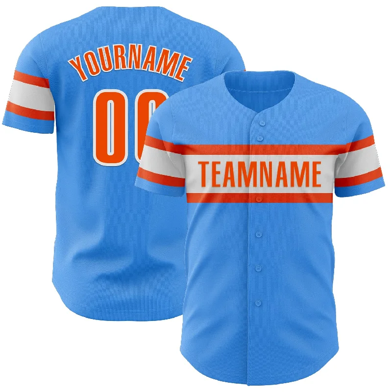 Baseball Jersey For Umpires-Custom Electric Blue Orange-White Authentic Baseball Jersey