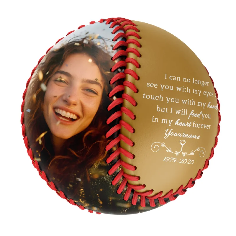 Baseball Outfield Communication-Personalized Old Gold Memorial Photo Baseballs