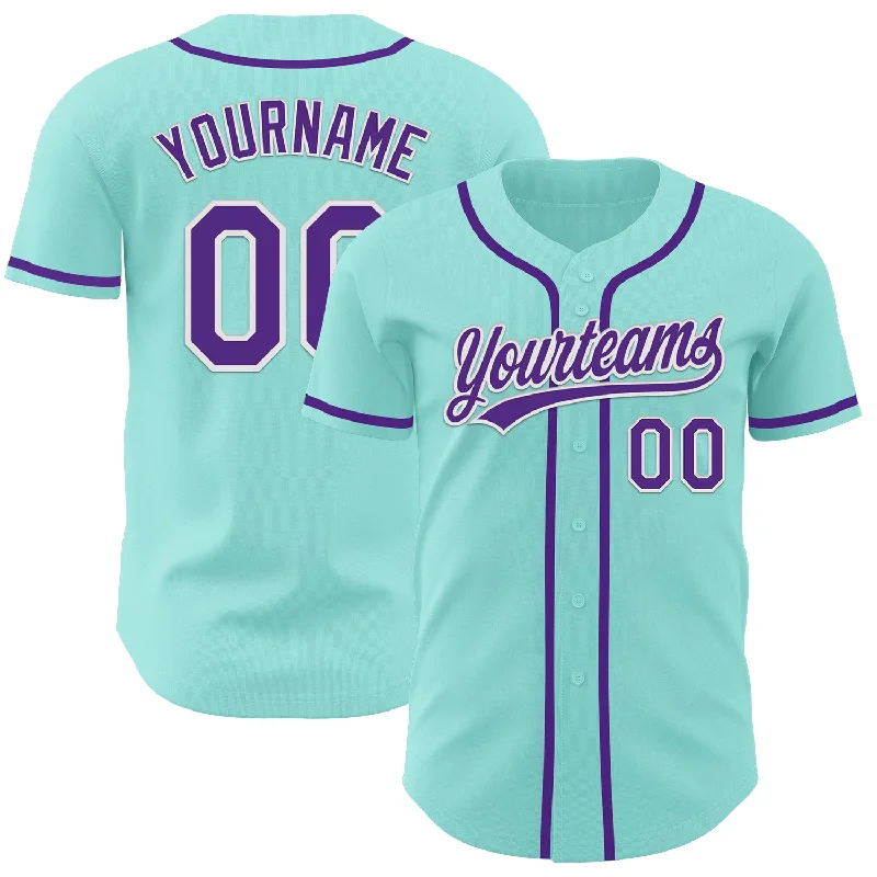 Baseball Jersey With Slim Fit-Custom Ice Blue Purple-White Authentic Baseball Jersey