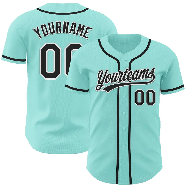 Baseball Jersey With Moisture-Wicking Tech-Custom Ice Blue Black-White Authentic Baseball Jersey