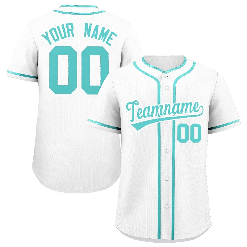 Baseball Jersey For Toddlers-Custom White Bright Green Personalized Classic Authentic Baseball Jersey