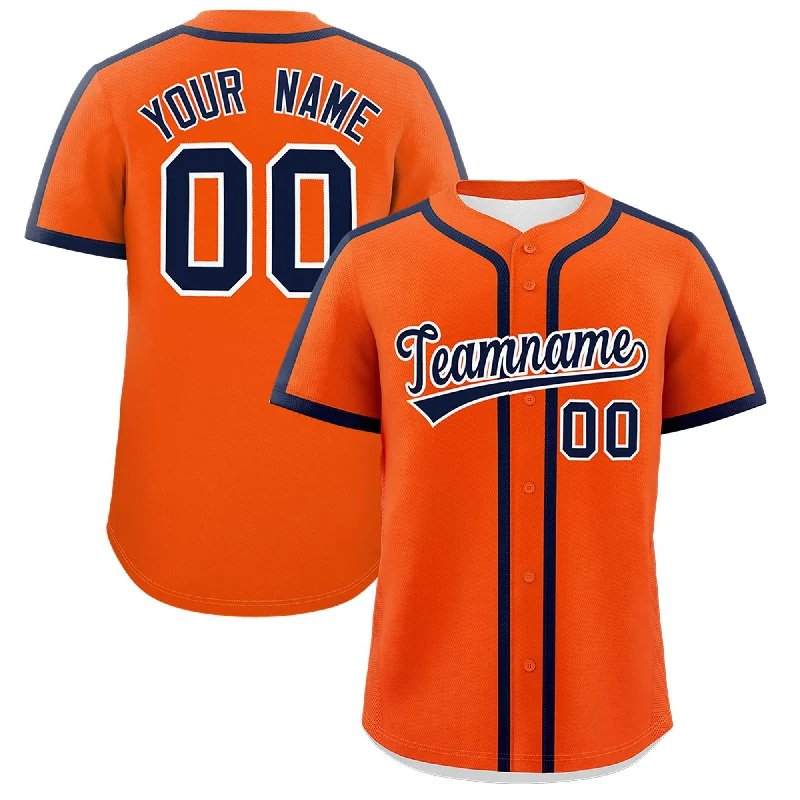 Baseball Jersey With Silicone Patch-Custom Orange Navy Personalized Classic Authentic Baseball Jersey