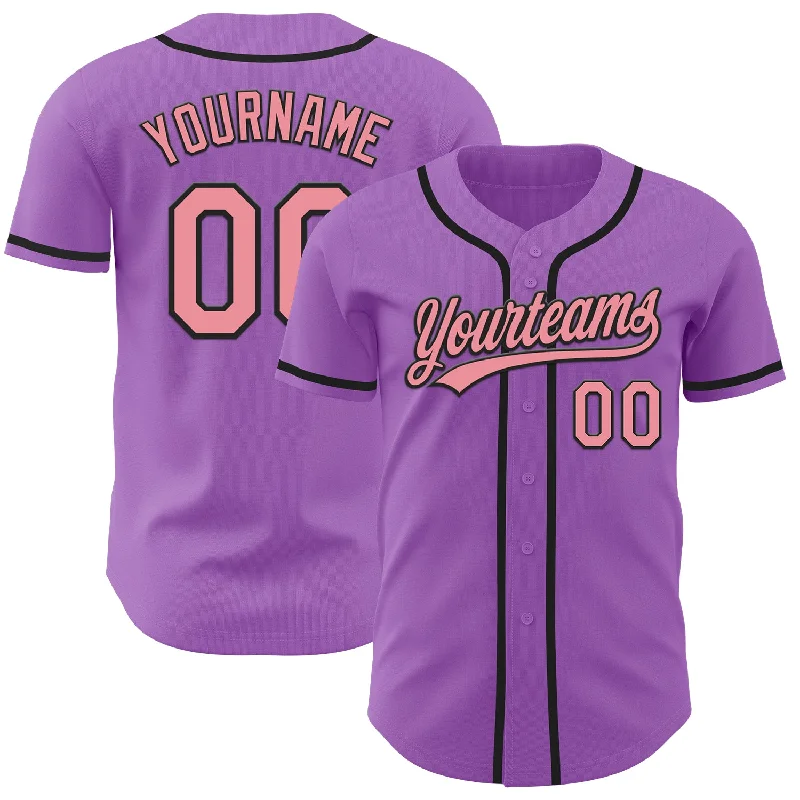 Baseball Jersey With Stadium Edition-Custom Medium Purple Medium Pink-Black Authentic Baseball Jersey