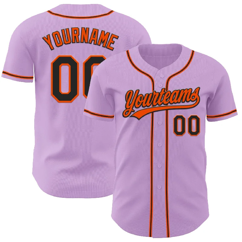 Baseball Jersey With Tear-Resistant Fabric-Custom Light Purple Black-Orange Authentic Baseball Jersey