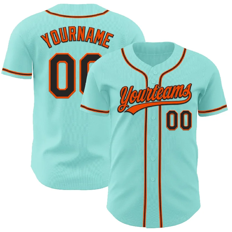 Baseball Jersey With Logo-Custom Ice Blue Black-Orange Authentic Baseball Jersey