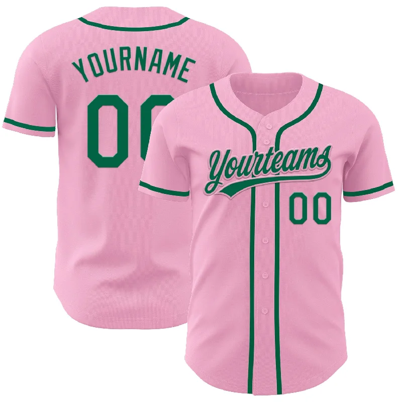 Baseball Jersey With Tie-Dye Design-Custom Light Pink Kelly Green Authentic Baseball Jersey