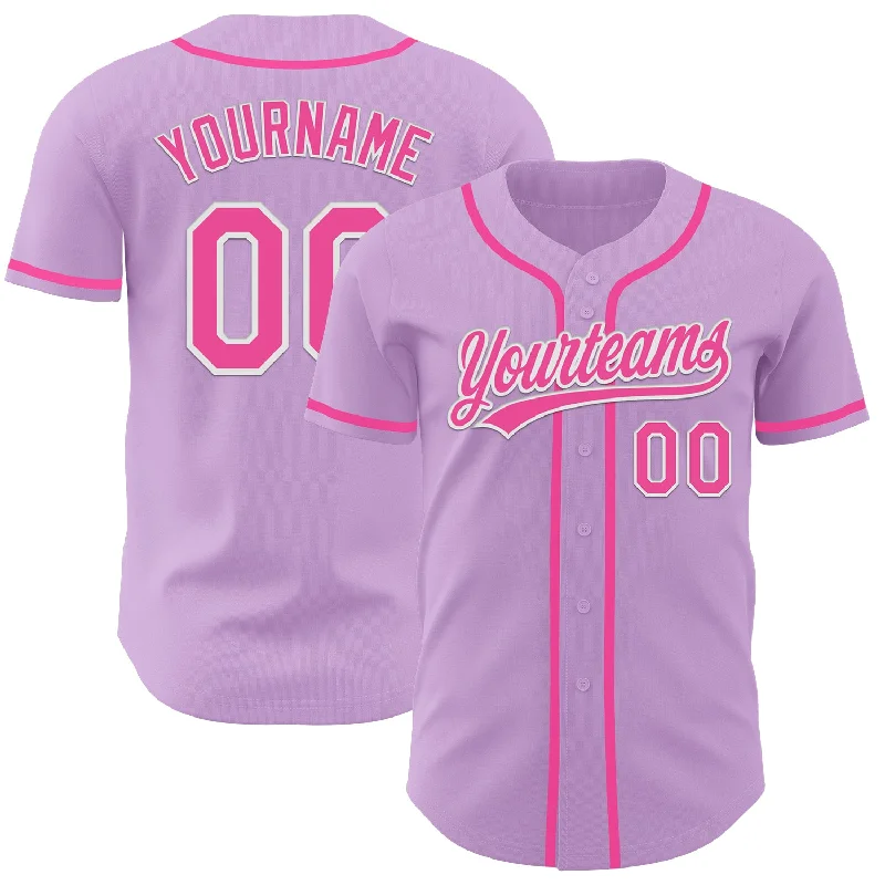 Baseball Jersey For Sports Fans-Custom Light Purple Pink-White Authentic Baseball Jersey