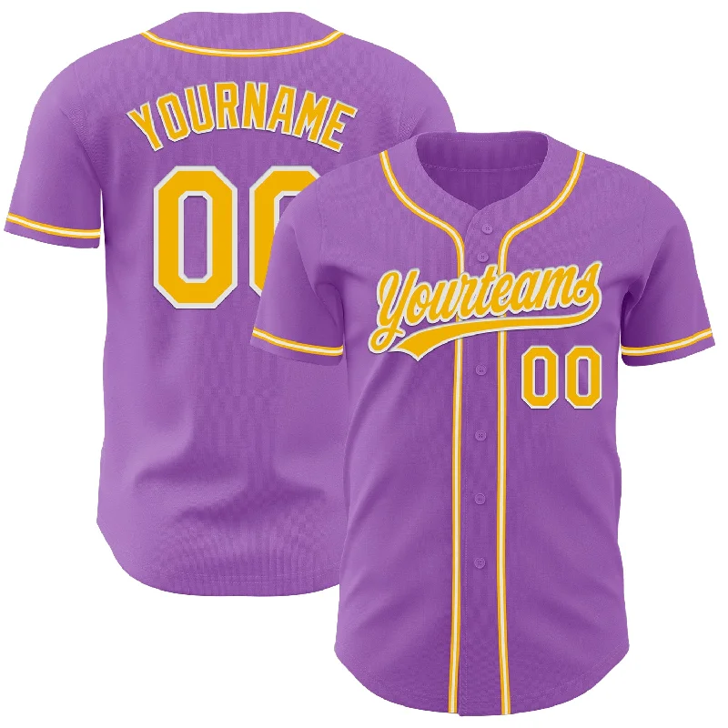 Baseball Jersey With Loose Fit-Custom Medium Purple Gold-White Authentic Baseball Jersey